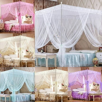 Walbest Romantic Princess Lace Canopy Mosquito Net No Frame for Twin Full Queen King Bed
