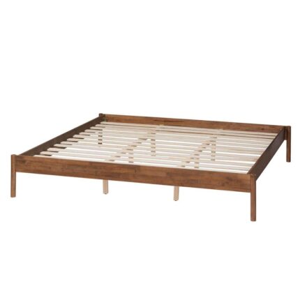 Agatis Brown Wood Frame King Platform Bed