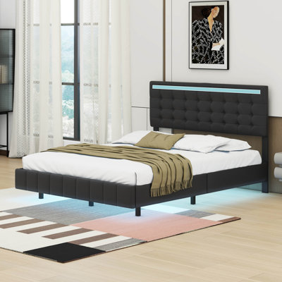 Bouk Queen Size Floating Bed Frame with LED Lights