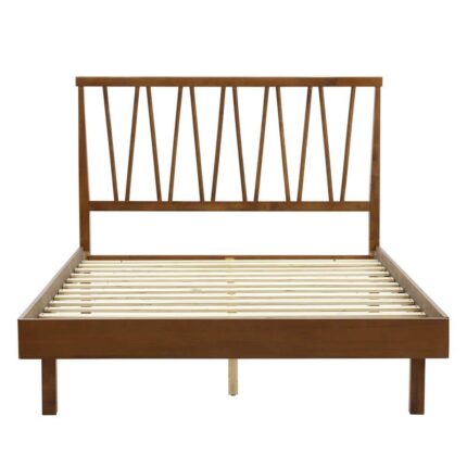 Brown Queen/Full Upholstered Headboard and Frame Platform Bed Set