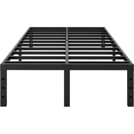 18 Inch Bed Frame Queen Size Heavy Duty Queen Bedframe Metal Platform No Box Spring Needed Black Mattress Foundation Easy Assembly Ample Space Noise Free