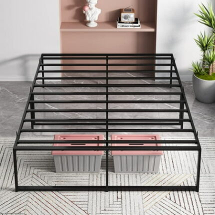 Full Size Bed Frame Metal Full Bed Platform Frame with 3 in 1 Sturdy Support 14 Inch No Box Spring Needed Easy Assembly Black Mattress Bedframe