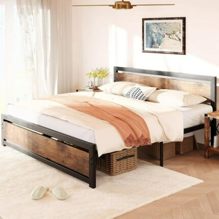 Garvee Full Size Bed Frame Platform with Headboard 14 inch Full Bedframe Full