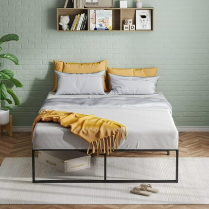 WhizMax Twin Size Bed Frame Ultra Sturdy Metal Twin Bed Platform Frame with 3 in 1 Steel Support 14 inch No Box Spring Needed Easy to Assemble Black Bedframe - Twin