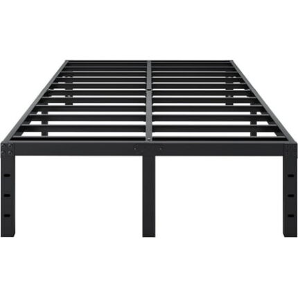 18 Inch Bed Frame Full Size Heavy Duty Full Bedframe Metal Platform No Box Spring Needed Black Mattress Foundation Easy Assembly Ample Space Noise Free