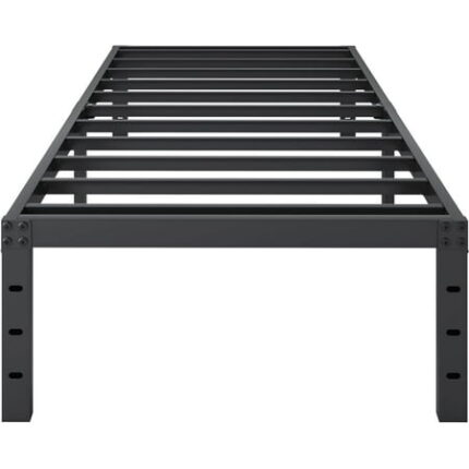 18 Inch Bed Frame Twin Size Heavy Duty Twin Bedframe Metal Platform No Box Spring Needed Black Mattress Foundation Easy Assembly Ample Space Noise Free