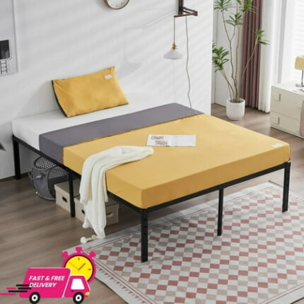 Tcbosik 18 Inch Queen Size Bed Frame Heavy Duty Metal Bed Platform Easy Assembly Bedframes No Box Spring Needed Black
