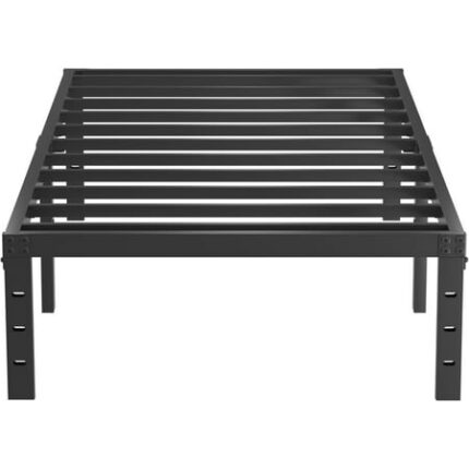 Twin Size Metal Bed Frame - 16 Inch Heavy Duty Bedframe Black Basic Steel Slats Platform No Box Spring Needed Easy Assembly Noise Free