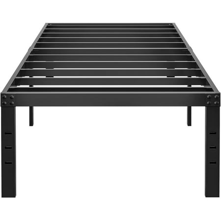 12 Inch Metal Full Size Bed Frame - Double Black Basic Steel Slats Platform Easy Assembly Heavy Duty Noise Free Bedframes No Box Spring Needed
