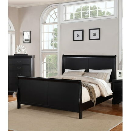 Bed Frame Modern 1pc Eastern King Size Bed Bedroom Furniture Sleigh Design Headboard Footboard Plywood 1pc Bedframe