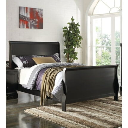 Bed Frame Modern 1pc Full Size Bed Bedroom Furniture Sleigh Design Headboard Footboard Plywood 1pc Bedframe