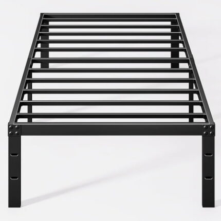 Twin Bedframe-Bed Frame Twin Size 14 in-Bed Frames Twin Twin Platform Bed Frame Easy Assembly Noiseless Twin Metal Bed Frames Storage Space Under Black