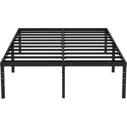 14 Inches King Size Bed Frame Metal Platform Bed Frame with No Box Spring Needed Noise Free Bedframe with Mattress Slide Stopper Platform Bed with Easy Assembly Under Bed Storage Black