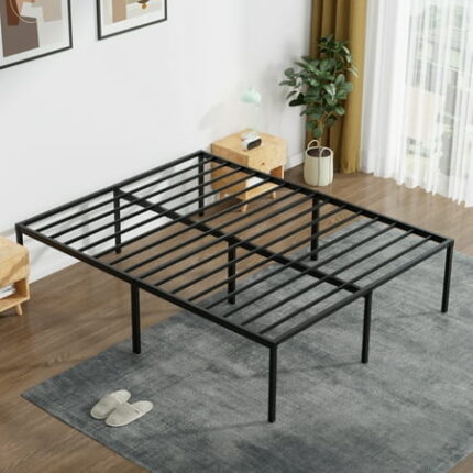 CL.HPAHKL Queen Bed Frame No Box Spring Needed Heavy Duty Metal Platform Bed Frame Queen Size 18 Inch High Bedframe with Ample Storage Easy Assembly Mattress Frame Sturdy Steel Noise Free