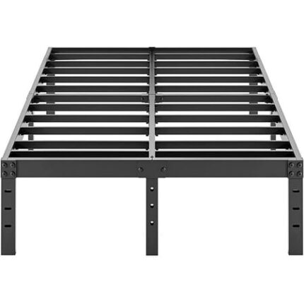 Metal King Size Bed Frame - 16 Inch Tall Black Basic Steel Slats Platform Easy Assembly Heavy Duty Noise Free Bedframes No Box Spring Needed