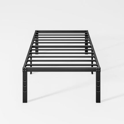 Twin Bedframe-Bed Frame Twin Size 18 in-Bed Frames Twin with Safety Rounded Corners Twin Platform Bed Frame Easy Assembly Noiseless Twin Metal Bed Frames Storage Space Under Black