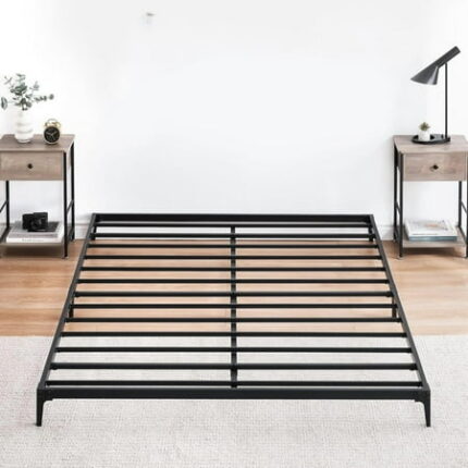 6 Inch Queen Metal Bed Frame Heavy Duty Metal Bedframe Queen Size 800 Lbs Sturdy Steel Slat Support Platform No Box Spring Needed Easy Assembly Noise Free Sturdy Black