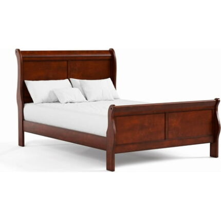 Arabella Traditional Wood Full Bed Frame with Headboard and Footboard Elegant Sleigh Design Bedframe for Bedroom Guest Room Easy Assembly Box Spring Required