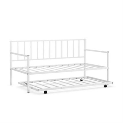 Demi Bonn Twin Size Daybed and Trundle Frame Set Trundle Bedframe Modern Bed Frame for Teens Steel
