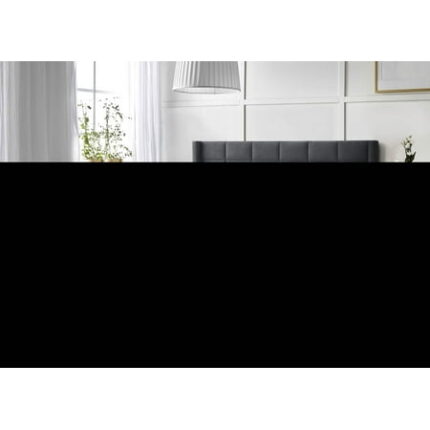 Elegant Modern Charcoal Brushed Linen 1Pc Queen Size Bed Upholstered Box Design Headboard Bedframe Box Spring Not Required Queen Charcoal Wood Bedroom Contemporary Modern Bed Frame Linen Linen