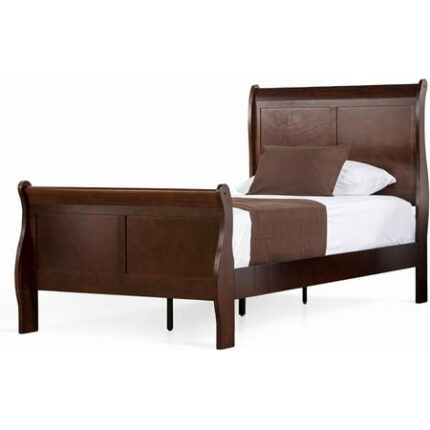 Furniture of America Louis Phillipe Traditional Wood Twin Bed Frame with Headboard and Footboard Elegant Sleigh Design Bedframe for Bedroom Guest Room Easy Assembly Box Spring Required