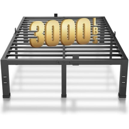 King Bed Frame 14 Inch Heavy Duty Metal Platform BedFrame with Black Steel Slat Support Noise Free King-Bed-Frame No Box Spring Needed
