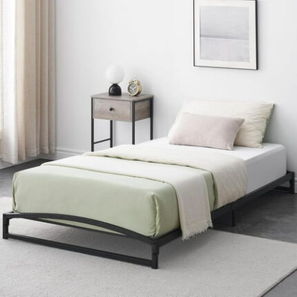 Low Profile Twin Bed Frame 6 Inch Heavy Duty Metal Twin Size Platform Bedframe Mattress Foundation with Steel Slat Support No Box Spring Needed Easy Assembly Noise Free Black