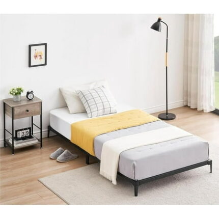 TONGW6 Inch Twin Size Bed Frame Low Profile Metal Platform Bedframe with Heavy Duty Steel Slat No Box Spring Needed Easy Assembly Noise Free Black