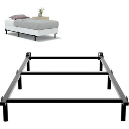 Twin Bed Frame 7 Inch Twin Size Metal Bed Frame for Box Spring and Mattress Tool-Free Heavy Duty Bedframe Easy Assembly Box Spring Base Black