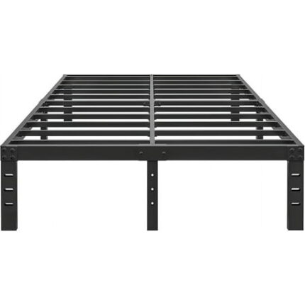 12 Inch King Size Bed Frame - No Box Spring Needed Heavy Duty Metal Platform Mattress Foundation with Steel Slats Non-Slip Noise Free Easy Assembly Black Bedframes