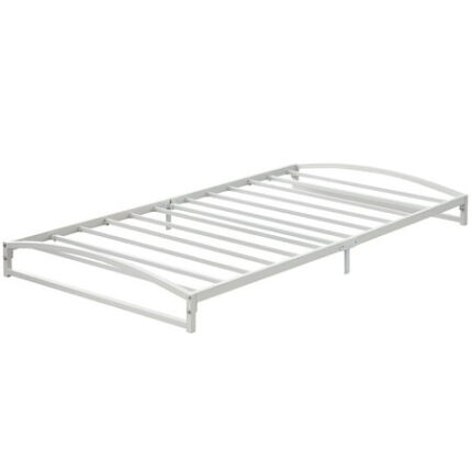 Low Profile Twin Bed Frame 6 Inch Heavy Duty Metal Twin Size Platform Bedframe Mattress Foundation with Steel Slat Support No Box Spring Needed Easy Assembly Noise Free White