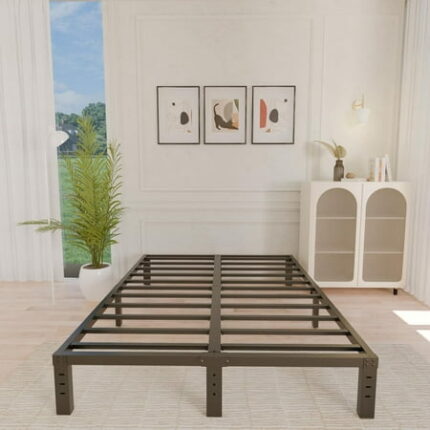 10 Inch Metal King Size Bed Frame - Double Black Basic Steel Slats Platform Easy Assembly Heavy Duty Noise Free Bedframes No Box Spring Needed