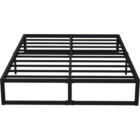 12 Inch Queen Bed Frame No Box Spring Needed Heavy Duty Metal Platform BedFrame Queen Size with Steel Slats Easy Assembly Black