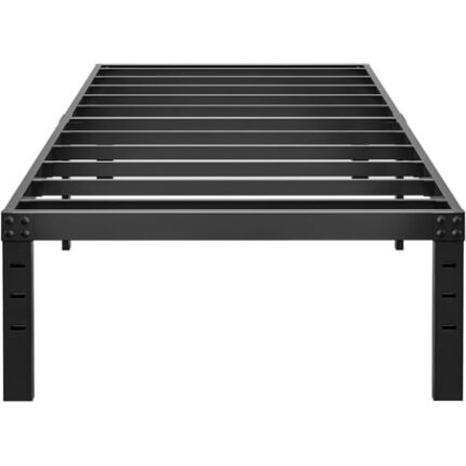 14 Inch Metal Twin Bed Frame - Single Black Basic Steel Slats Platform Easy Assembly Heavy Duty Noise Free Bedframes No Box Spring Needed