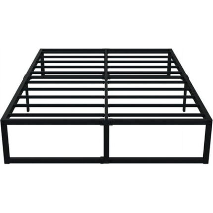 14 Inch Queen Bed Frame No Box Spring Needed Heavy Duty Metal Platform BedFrame Queen Size with Steel Slats Easy Assembly Black