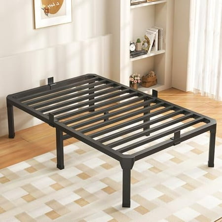 14 Inch Twin Size Bed Frame with Mattress Slide Stopper - Single Black Basic Anti Squeak Steel Slats Metal Platform Heavy Duty Noise Free Easy Assembly Bedframes No Box Spring Needed 14 Inch Twin Size Bed Frame with Mattress Slide Stopper - Single Black Basic Anti Squeak Steel Slats Metal Platform Heavy Duty Noise Free Easy Assembly Bedframes No Box Spring Needed