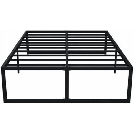 16 Inch Queen Bed Frame No Box Spring Needed Heavy Duty Metal Platform BedFrame Queen Size with Steel Slats Easy Assembly Black