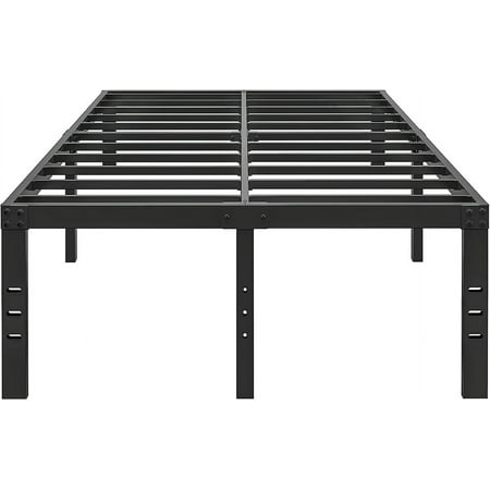 18 Inch Metal Cal King Size Bed Frame No Box Spring Needed - Easy Assembly Heavy Duty Noise Free Narrow Bedframes - Double Black Basic Steel Slats Platform with Storage 18 Inch Metal Cal King Size Bed Frame No Box Spring Needed - Easy Assembly Heavy Duty Noise Free Narrow Bedframes - Double Black Basic Steel Slats Platform with Storage