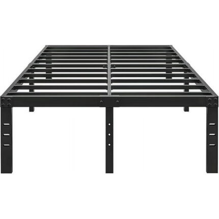 18 Inch Metal Twin Bed Frame No Box Spring Needed - Easy Assembly Heavy Duty Noise Free Narrow Bedframes - Single Black Basic Steel Slats Platform with Storage