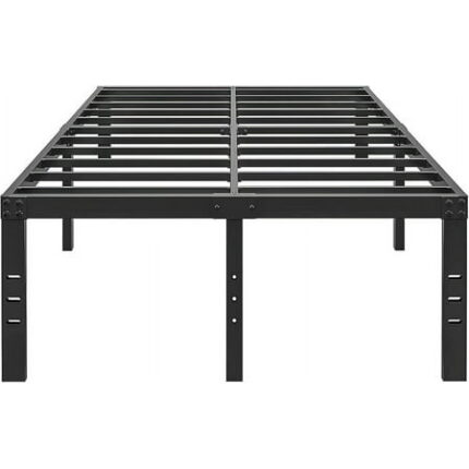 18 Inch Metal Twin Bed Frame No Box Spring Needed - Easy Assembly Heavy Duty Noise Free Narrow Bedframes - Single Black Basic Steel Slats Platform with Storage