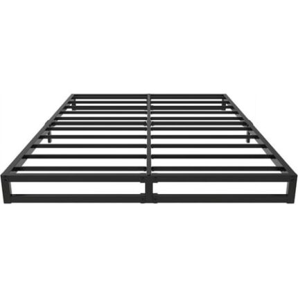 7 Inch Queen Bed Frame No Box Spring Needed Heavy Duty Metal Platform BedFrame Queen Size with Steel Slats Easy Assembly Black