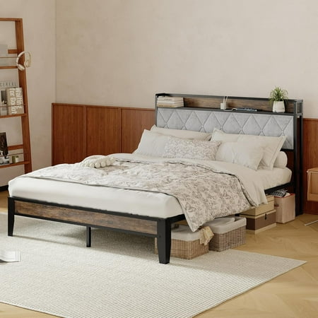 Aidoly Queen Size Bed Frame with Headboard Upholstered Platform Bedframe No Box Spring Needed Adult Aidoly Queen Size Bed Frame with Headboard Upholstered Platform Bedframe No Box Spring Needed Adult