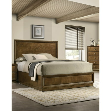 Bed Frame Strong Look Transitional Style 1pc Queen Size Bed Walnut Wooden Panel Bedframe High HB Bedroom Furniture Bed Frame Strong Look Transitional Style 1pc Queen Size Bed Walnut Wooden Panel Bedframe High HB Bedroom Furniture