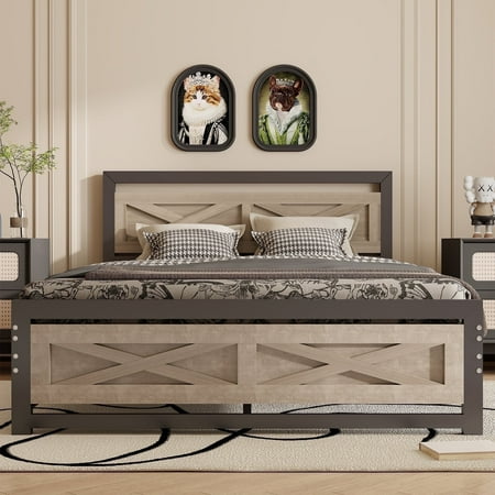 Behost Queen Bed Frame with Headboard and 11 Underbed Storage Metal Wood Platform Bedframe Queen Size Bedroom Furniture Behost Queen Bed Frame with Headboard and 11 Underbed Storage Metal Wood Platform Bedframe Queen Size Bedroom Furniture