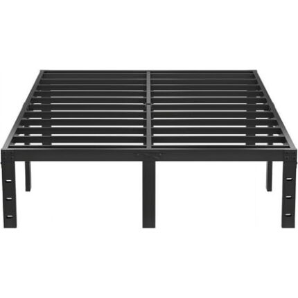 Full Metal Bed Frame - 14 Inch Tall Heavy Duty Bedframe Black Basic Steel Slats Platform No Box Spring Needed/Easy Assembly/Noise Free