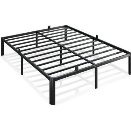 Metal Bed Frame Full Size 14 Inch 3500 lbs Heavy Duty Platform Bed FramesSteel Slats Noise Free No Box Spring Needed Easy Assemble Sturdy Bedframe Rounded Corner with Storage and Mattress Retainers