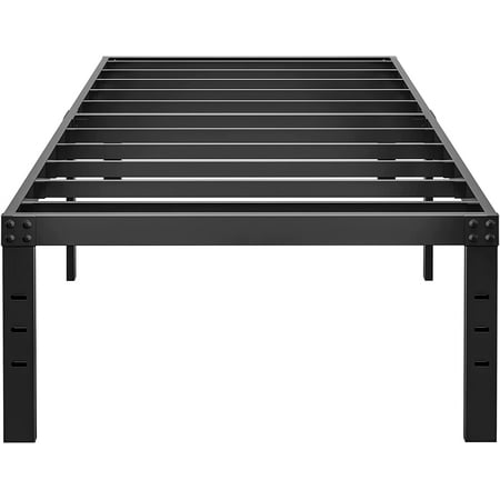 Metal Twin Bed Frame - 16 Inch Tall Black Basic Steel Slats Platform Easy Assembly Heavy Duty Noise Free Bedframes No Box Spring Needed Metal Twin Bed Frame - 16 Inch Tall Black Basic Steel Slats Platform Easy Assembly Heavy Duty Noise Free Bedframes No Box Spring Needed