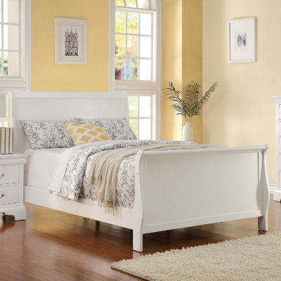 Modern 1Pc Bed Bedroom Furniture Sleigh Design Headboard Footboard Plywood 1Pc Bedframe, Bed Frame