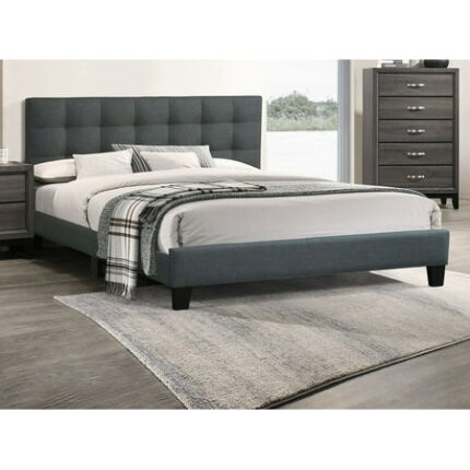 Queen Bed Frame Queen Size Bed Frame Modern 1pc Queen Size Bed Charcoal Polyfiber Tufted Headboard Platform Bedframe Bedroom Furniture