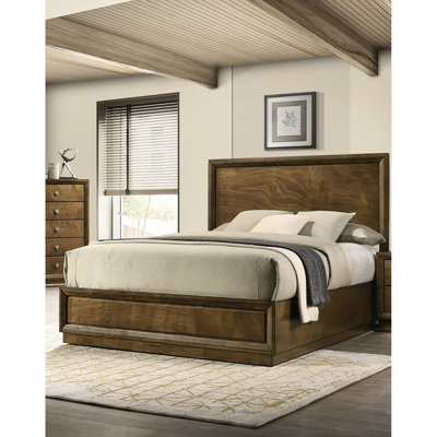 Transitional Bed, Walnut Solid Rubberwood Bed Frame, Veneer, Engineered Wood, High Headboard Advantage Bedroom Style, Bedframe, Charming